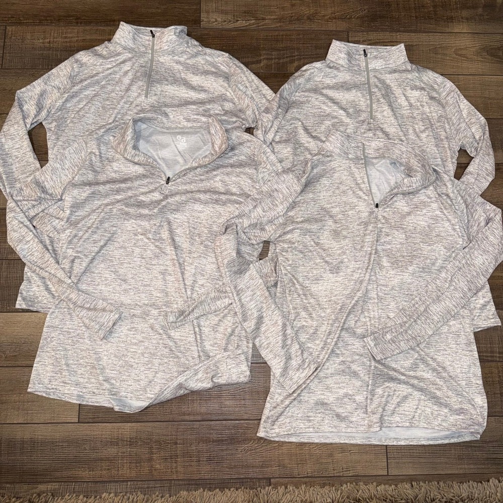 Lot of 4 Badger Sport Womens XL Grey Space Dye Heather 1/4 Zip Pullover Tops